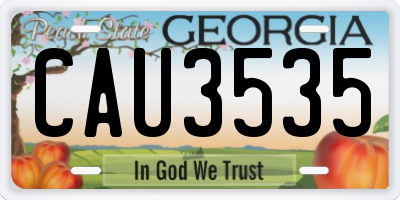 GA license plate CAU3535