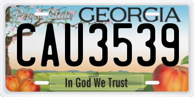 GA license plate CAU3539