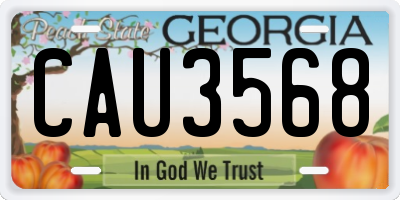 GA license plate CAU3568