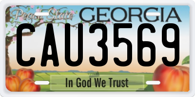 GA license plate CAU3569