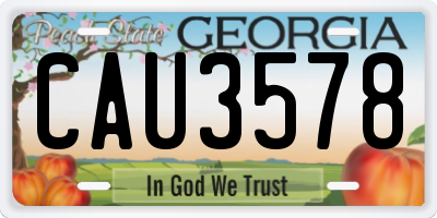 GA license plate CAU3578