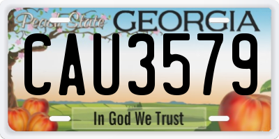 GA license plate CAU3579