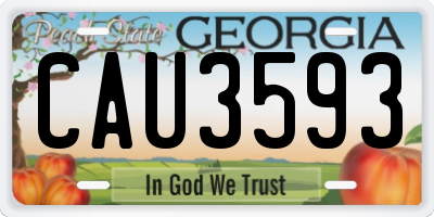 GA license plate CAU3593