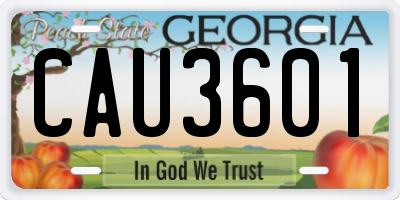 GA license plate CAU3601