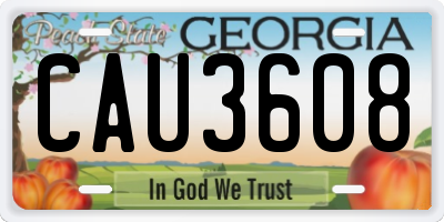 GA license plate CAU3608