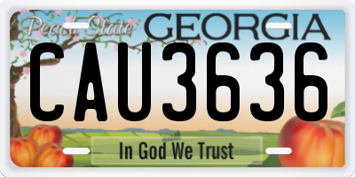 GA license plate CAU3636