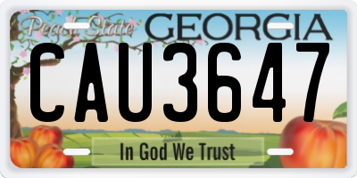 GA license plate CAU3647