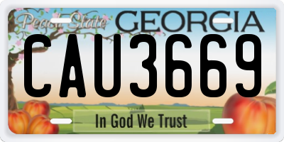 GA license plate CAU3669