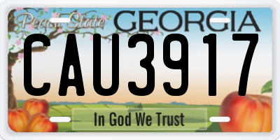 GA license plate CAU3917