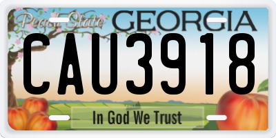 GA license plate CAU3918