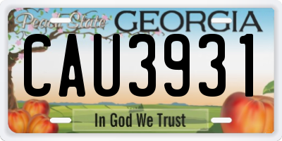 GA license plate CAU3931