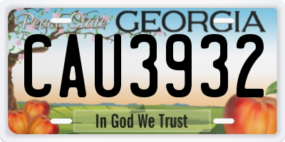 GA license plate CAU3932