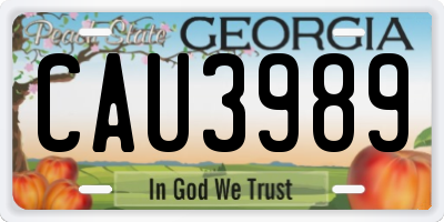 GA license plate CAU3989