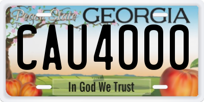 GA license plate CAU4000