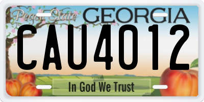 GA license plate CAU4012
