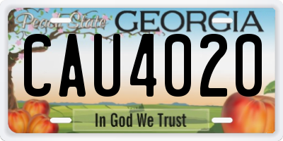 GA license plate CAU4020