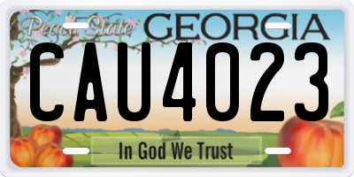 GA license plate CAU4023
