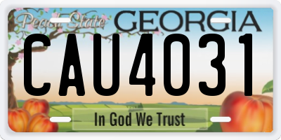 GA license plate CAU4031