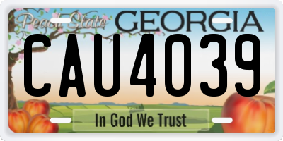 GA license plate CAU4039