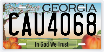GA license plate CAU4068