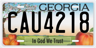 GA license plate CAU4218