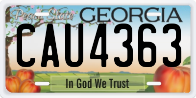 GA license plate CAU4363