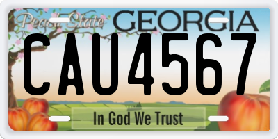 GA license plate CAU4567