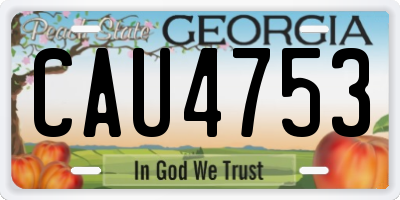 GA license plate CAU4753