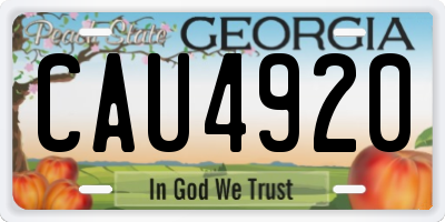 GA license plate CAU4920