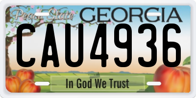 GA license plate CAU4936