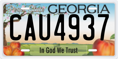 GA license plate CAU4937