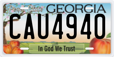 GA license plate CAU4940