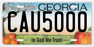 GA license plate CAU5000