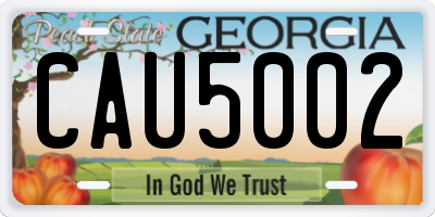 GA license plate CAU5002