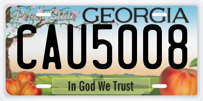 GA license plate CAU5008