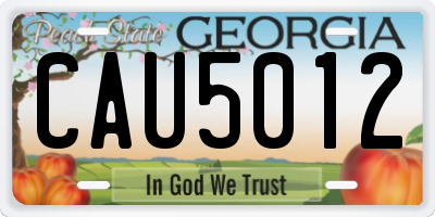 GA license plate CAU5012