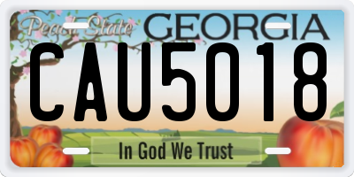 GA license plate CAU5018
