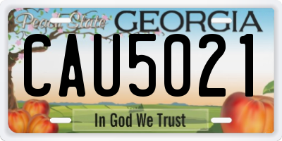 GA license plate CAU5021