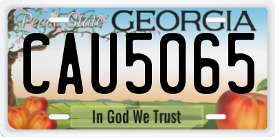 GA license plate CAU5065