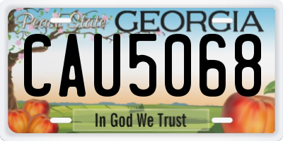 GA license plate CAU5068