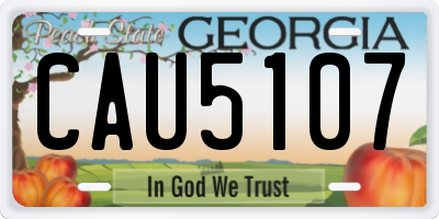 GA license plate CAU5107