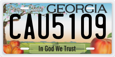 GA license plate CAU5109