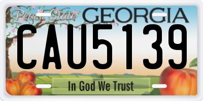 GA license plate CAU5139