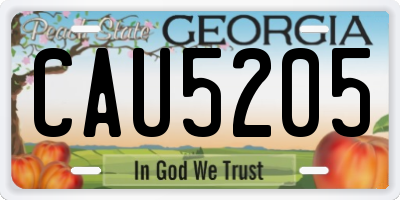 GA license plate CAU5205