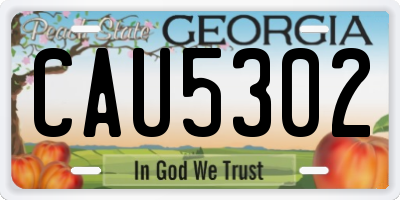GA license plate CAU5302