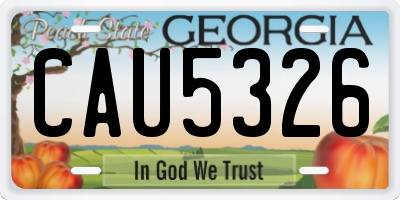 GA license plate CAU5326
