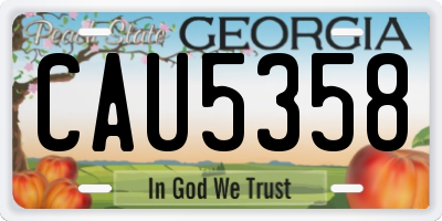 GA license plate CAU5358