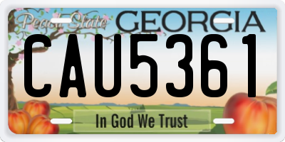 GA license plate CAU5361