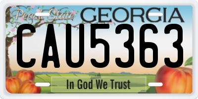 GA license plate CAU5363