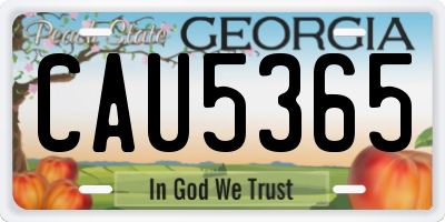 GA license plate CAU5365
